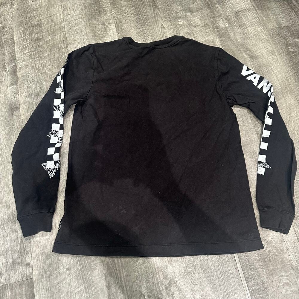 Vans Butterfly Logo Long Sleeve Graphic‎ Tee Black Checkerboard Small - Picture 5 of 5